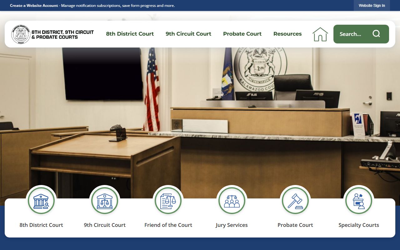 Kalamazoo County Courts website serving city residents