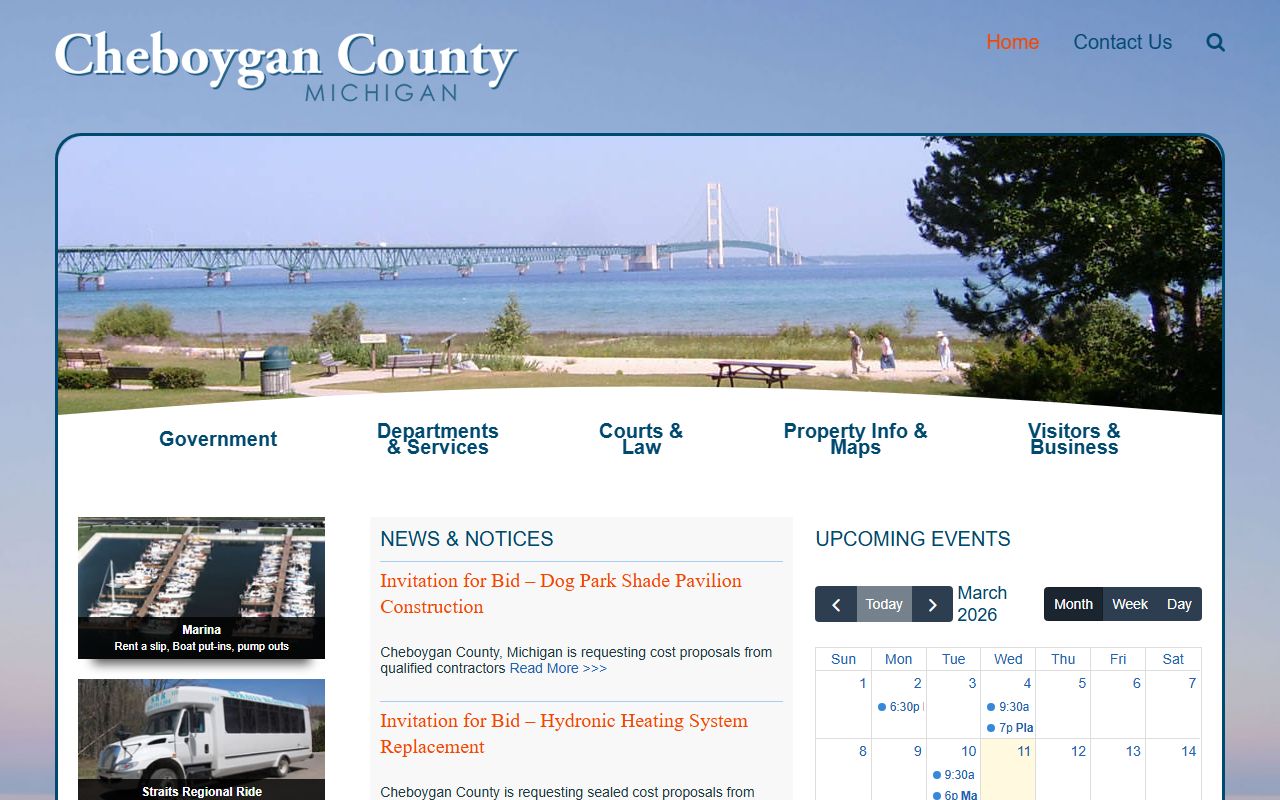 Cheboygan County official website for county court and divorce records