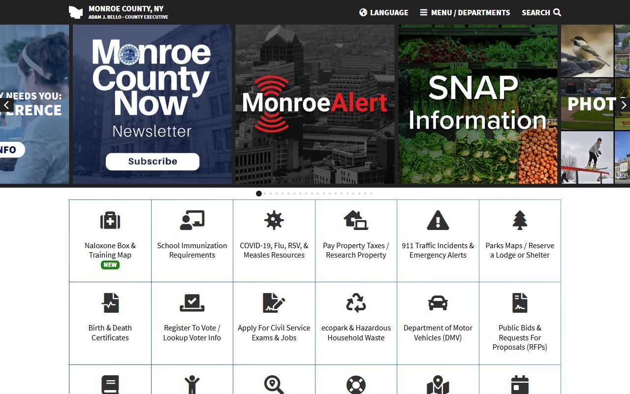 Monroe County official website with clerk office contact information and services