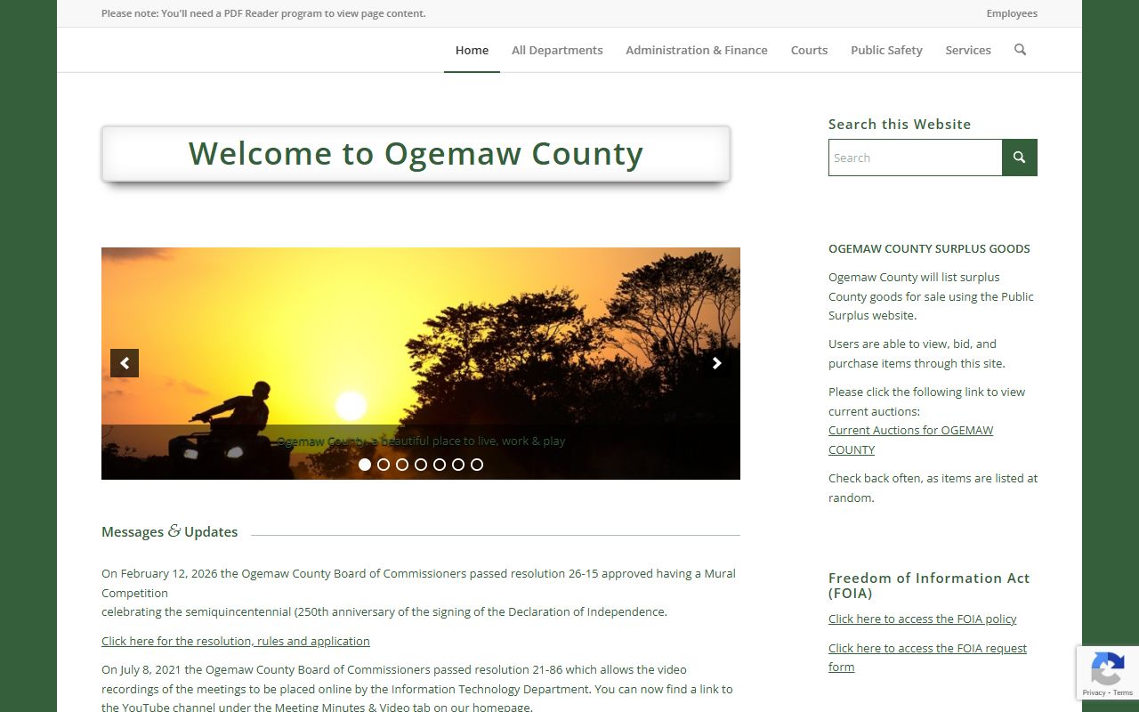 Ogemaw County official website showing clerk and court information for divorce records