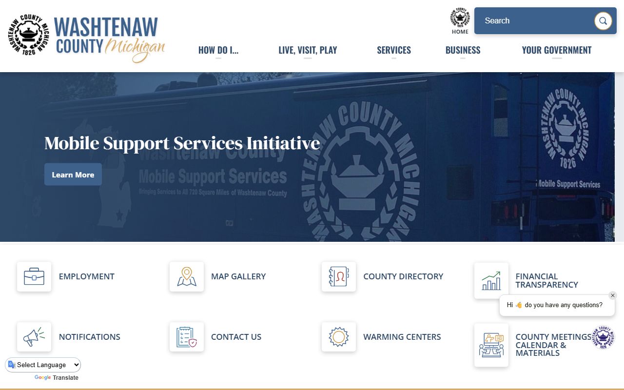 Washtenaw County official website homepage